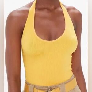 Urban Outfitters Out From Under Jackie Seamless Cropped Halter Top Yellow